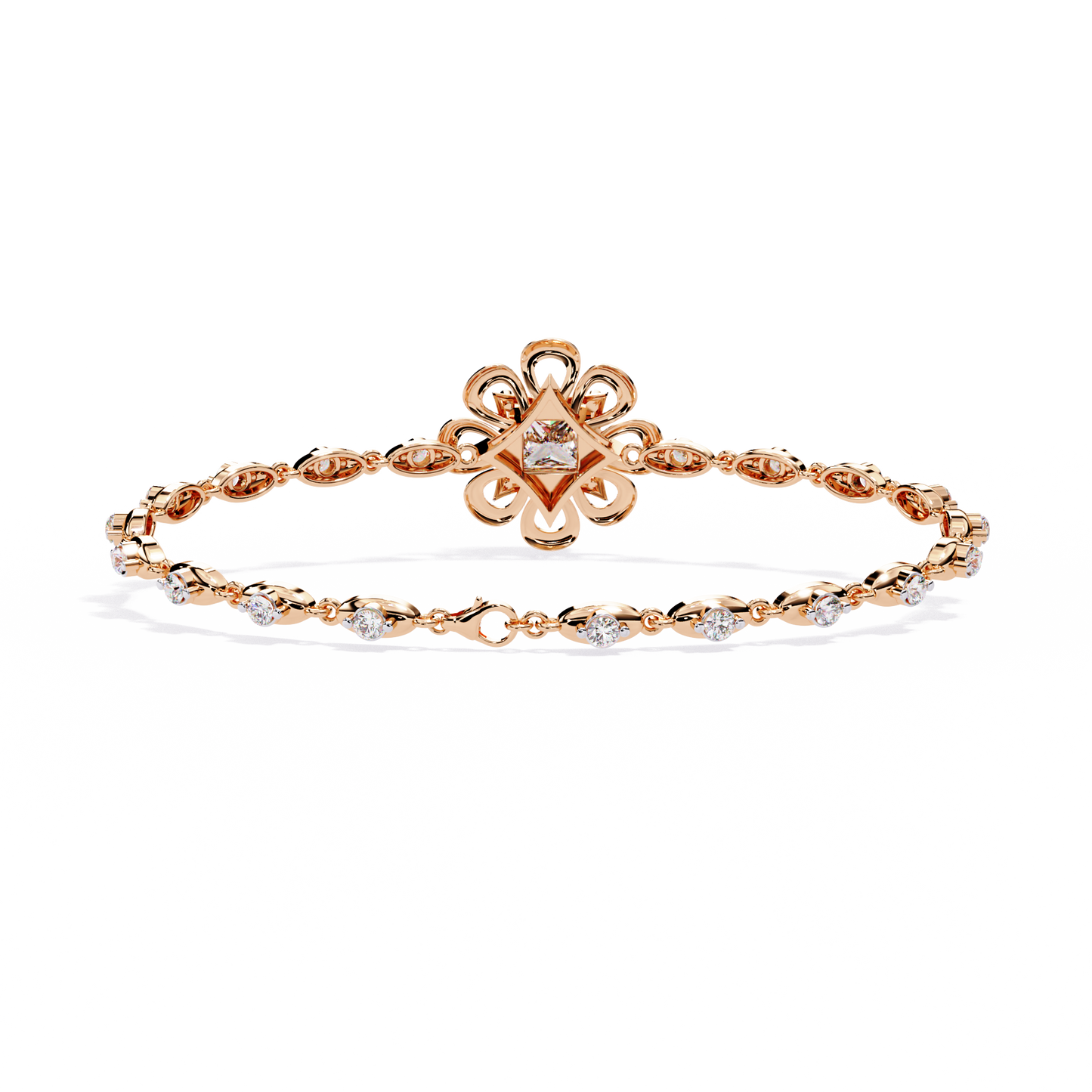 lgd solitaire bracelet princess stone (2.11ct) in 14k gold
