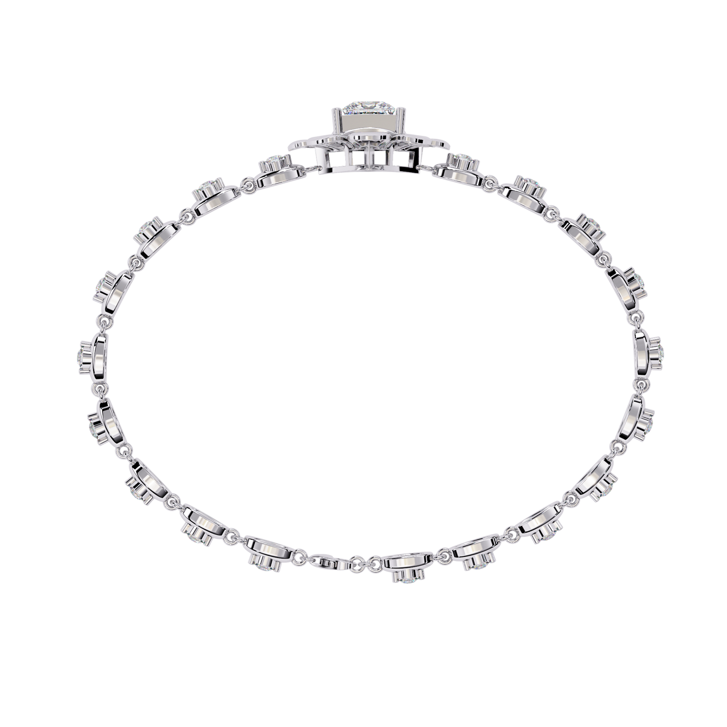 lgd solitaire bracelet princess stone (2.11ct) in 14k gold
