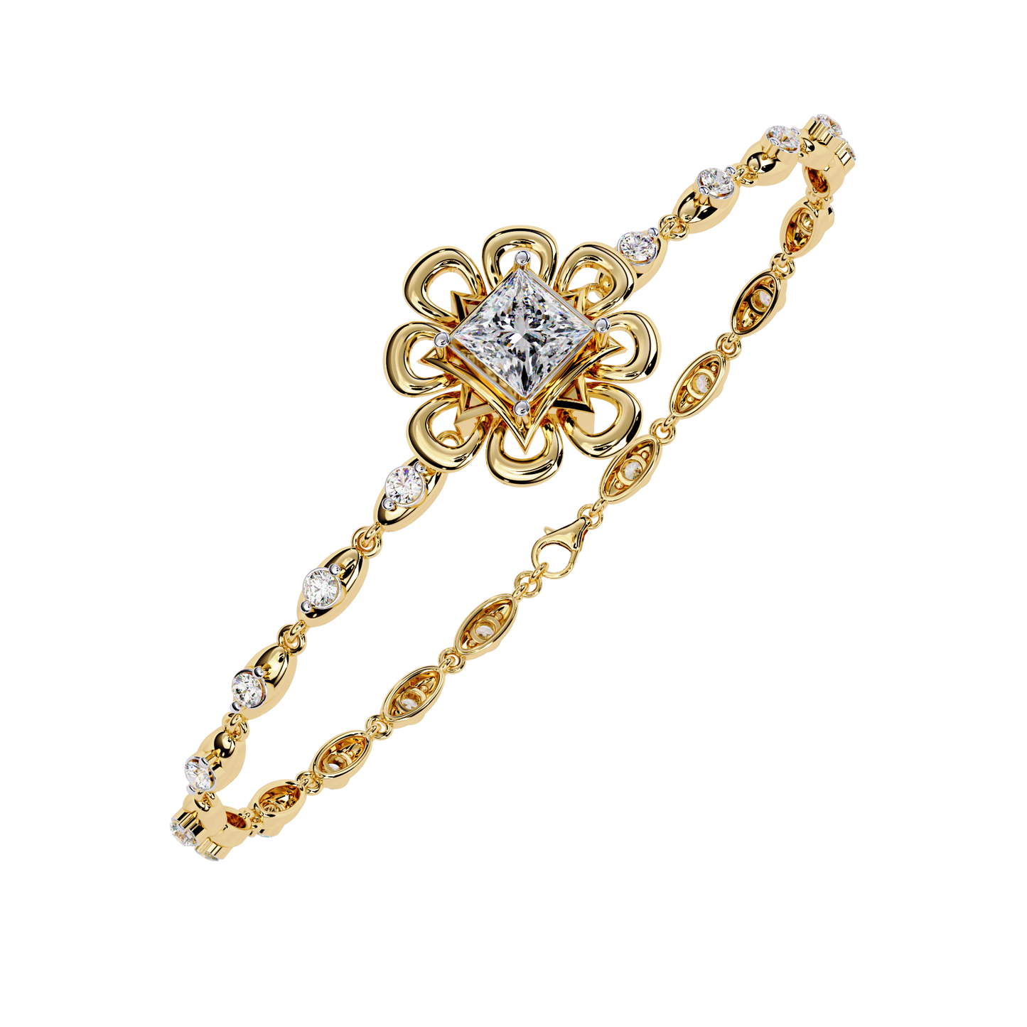 lgd solitaire bracelet princess stone (2.11ct) in 14k gold