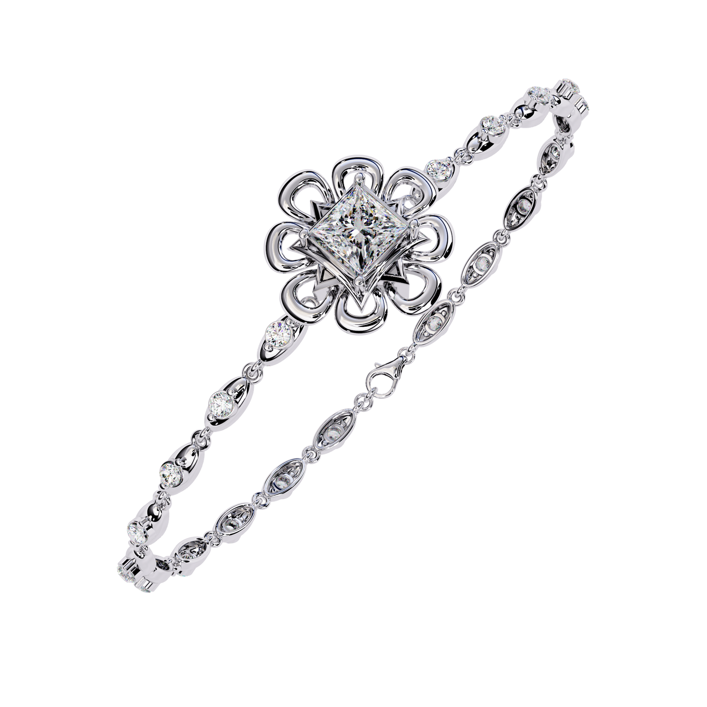 lgd solitaire bracelet princess stone (2.11ct) in 14k gold