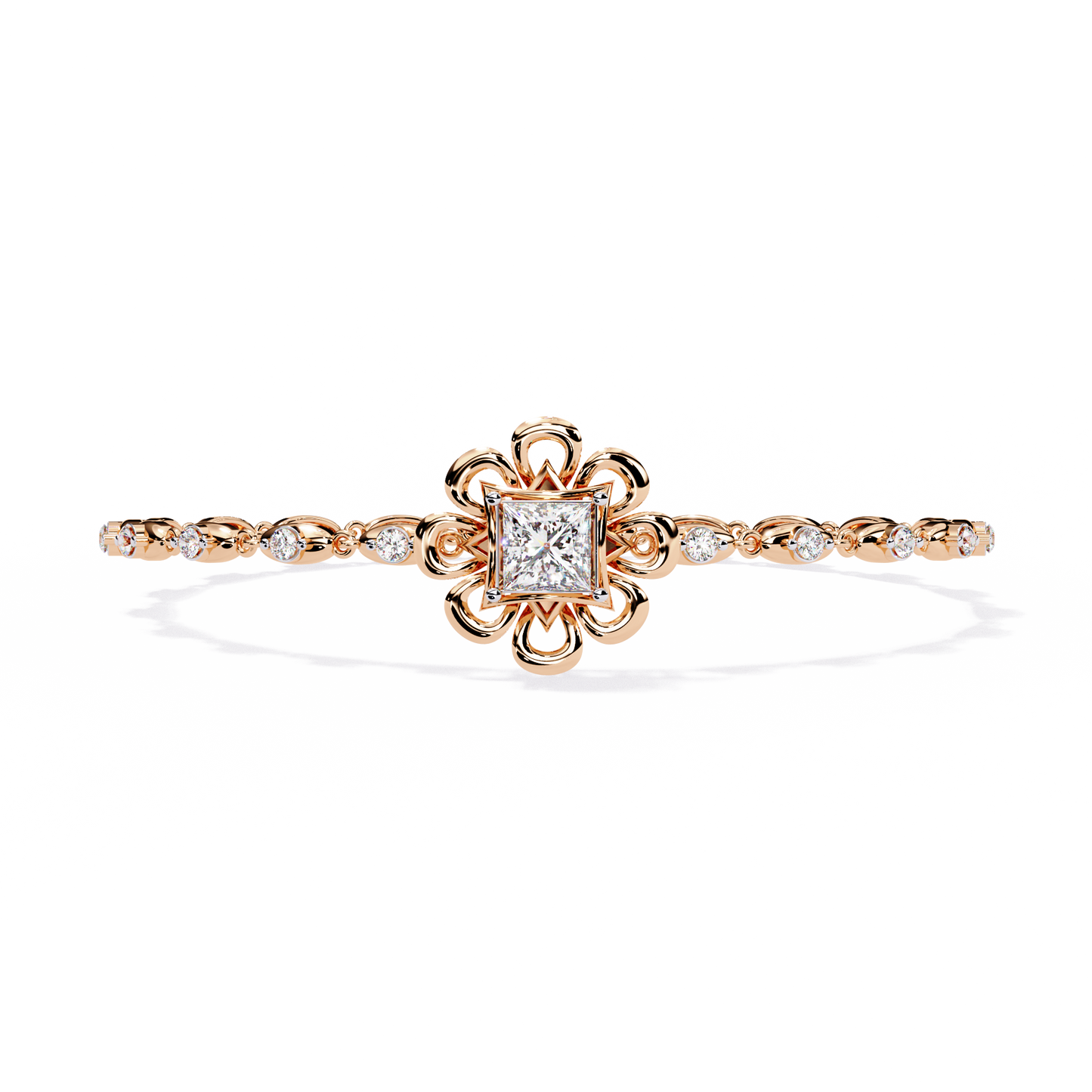 lgd solitaire bracelet princess stone (2.11ct) in 14k gold
