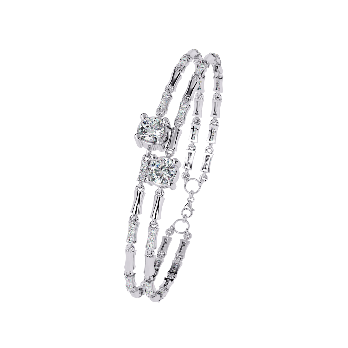 2.25 carat round cut double-strand diamond bracelet – modern design & elegant jewelry for women