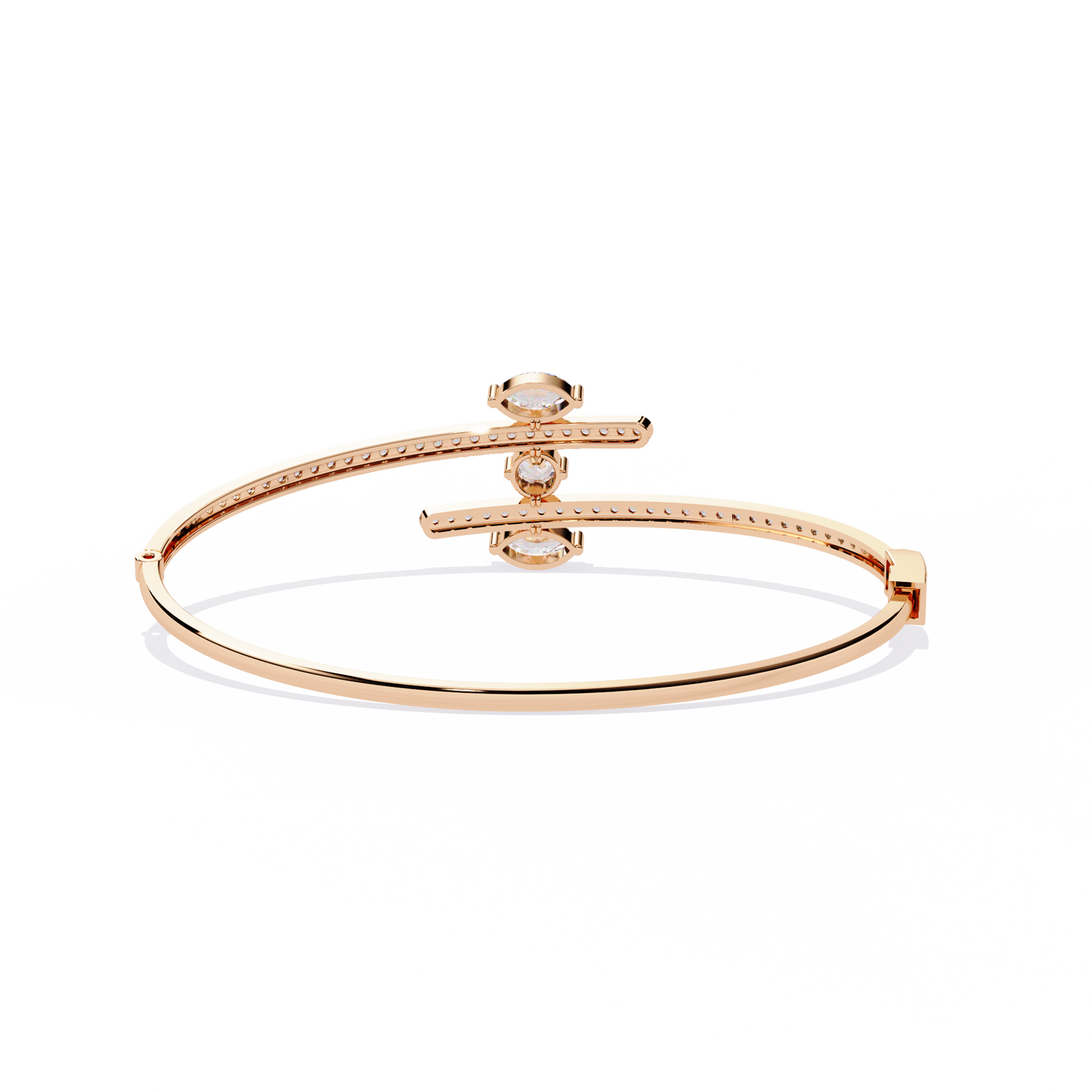 1.52 carat marquise with round multi-shape diamond open cuff bangle – elegant fine jewelry