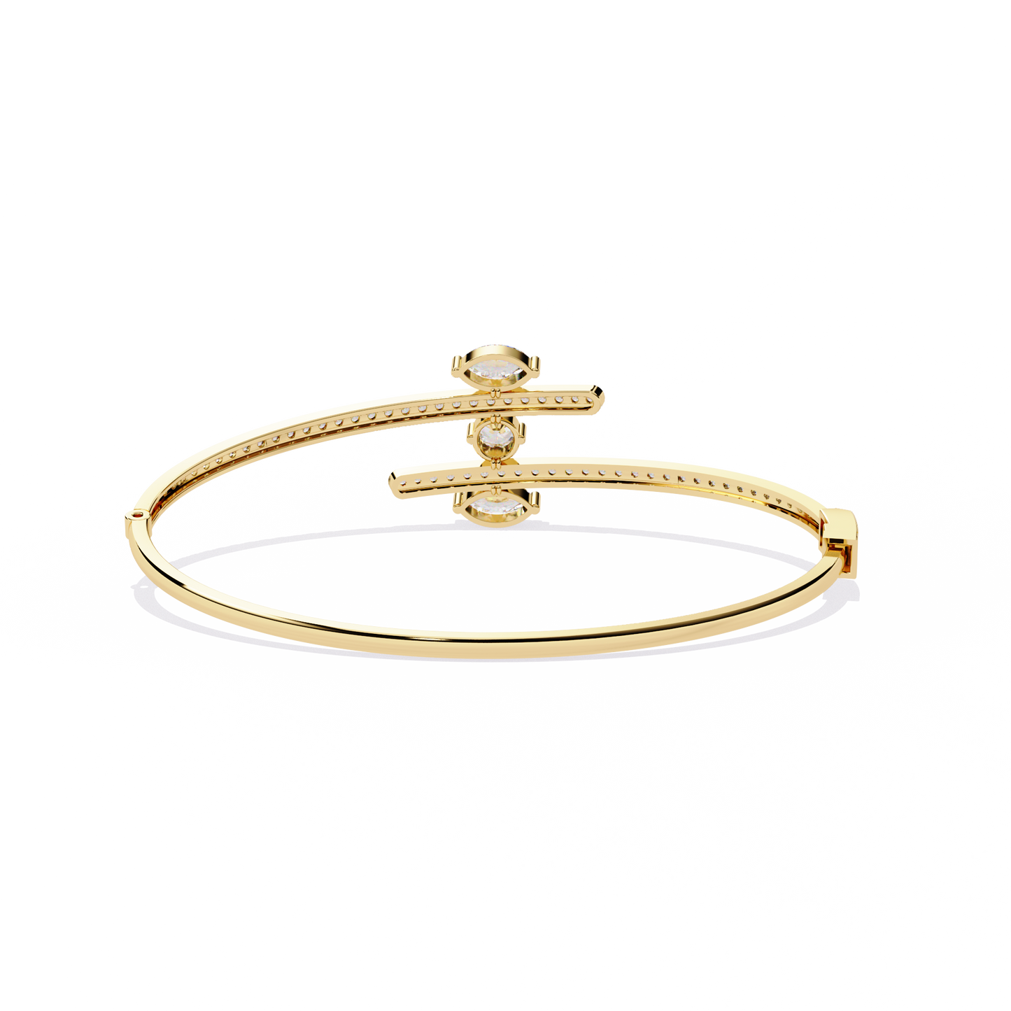 1.52 carat marquise with round multi-shape diamond open cuff bangle – elegant fine jewelry