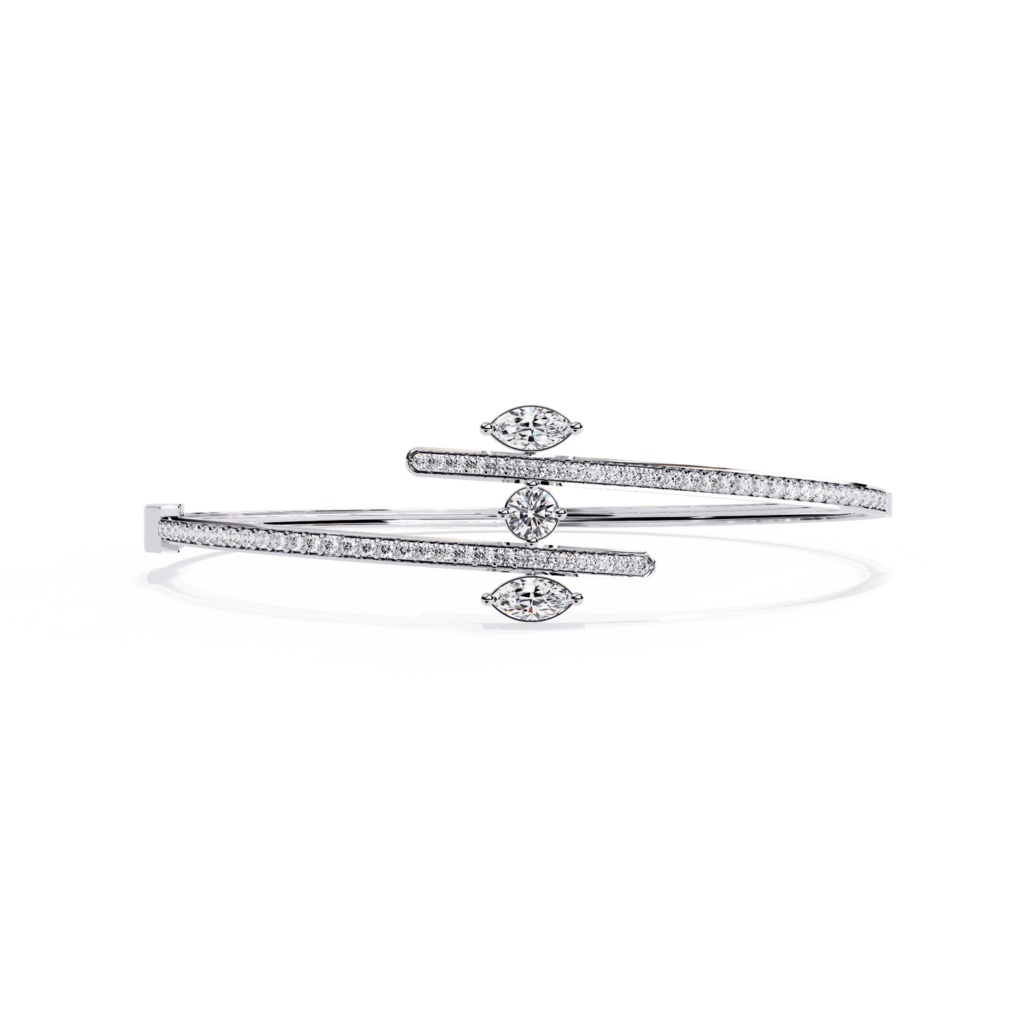 1.52 carat marquise with round multi-shape diamond open cuff bangle – elegant fine jewelry