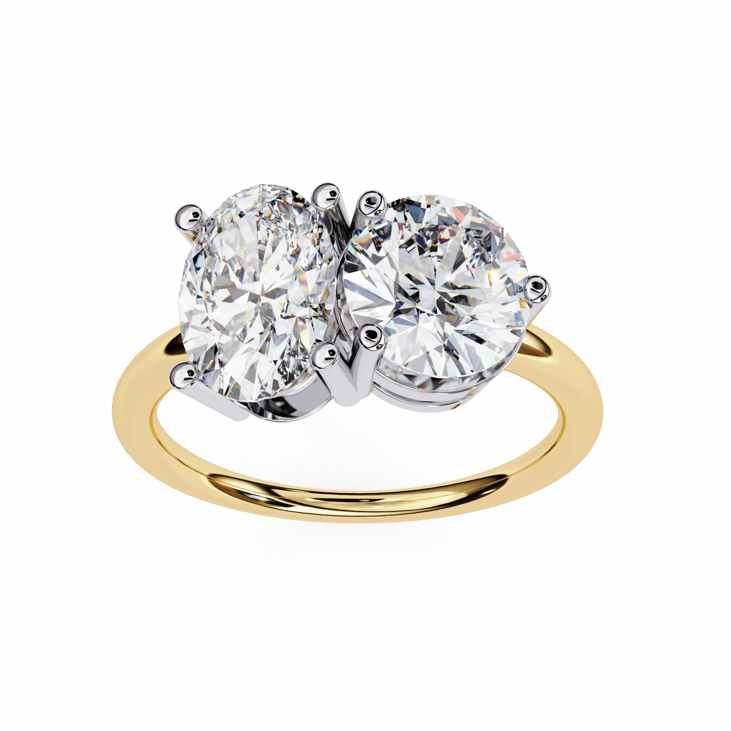 toi et moi 2.00 carat oval & round cut diamond engagement ring – two stone bridal jewelry
