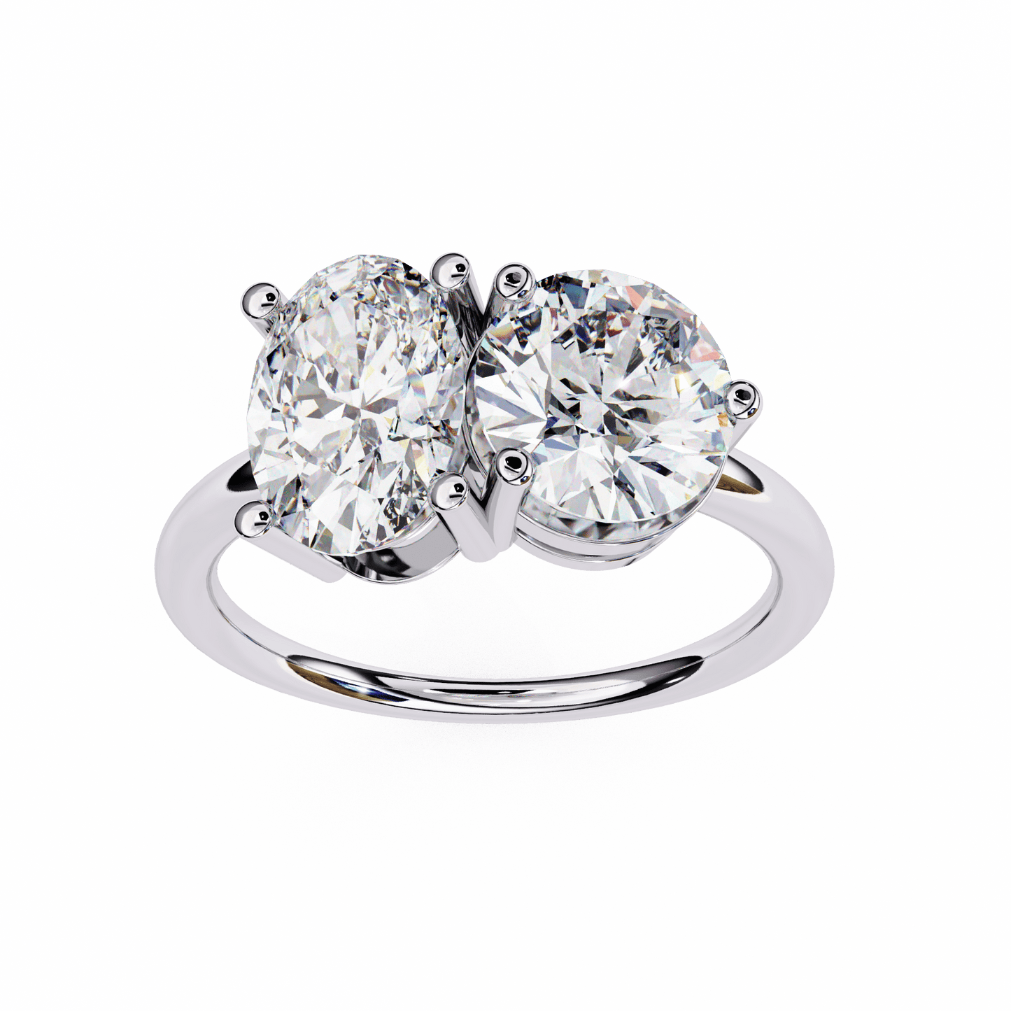 toi et moi 2.00 carat oval & round cut diamond engagement ring – two stone bridal jewelry