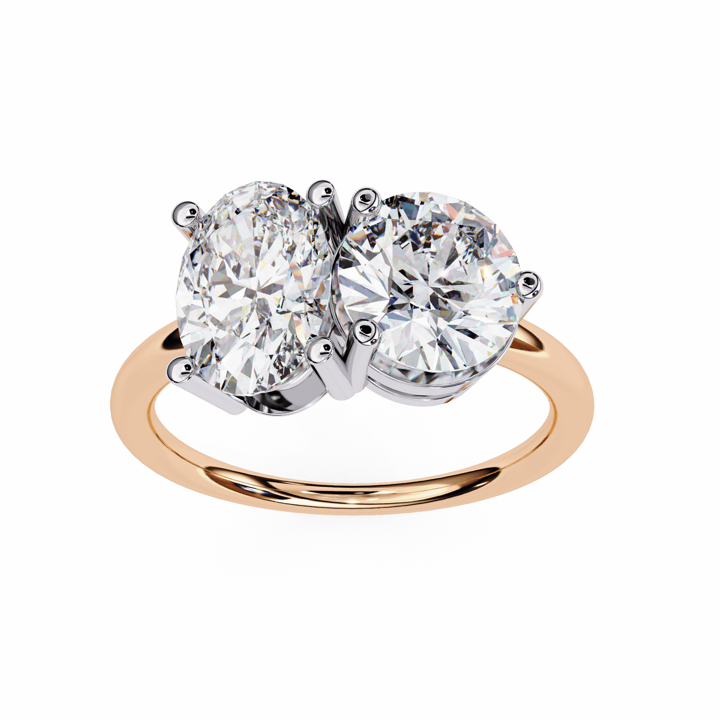 toi et moi 2.00 carat oval & round cut diamond engagement ring – two stone bridal jewelry