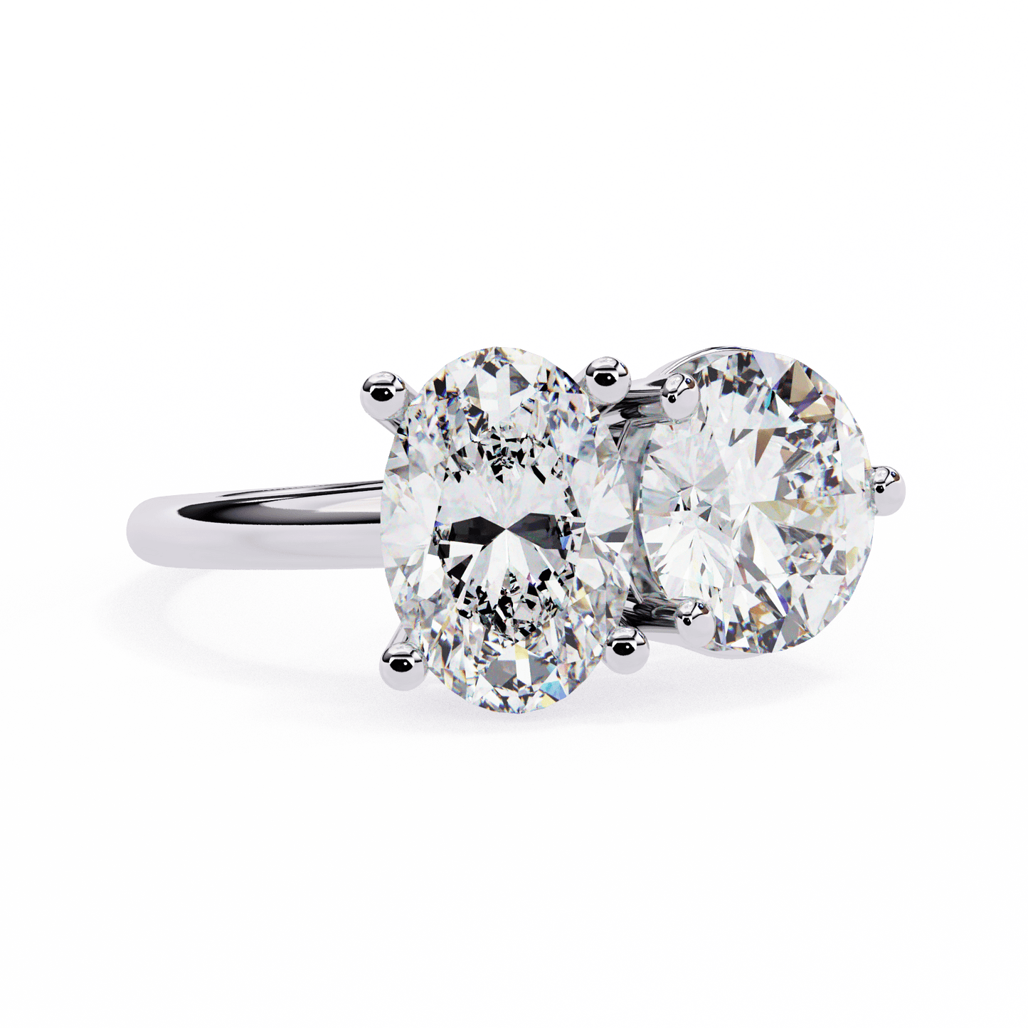 toi et moi 2.00 carat oval & round cut diamond engagement ring – two stone bridal jewelry