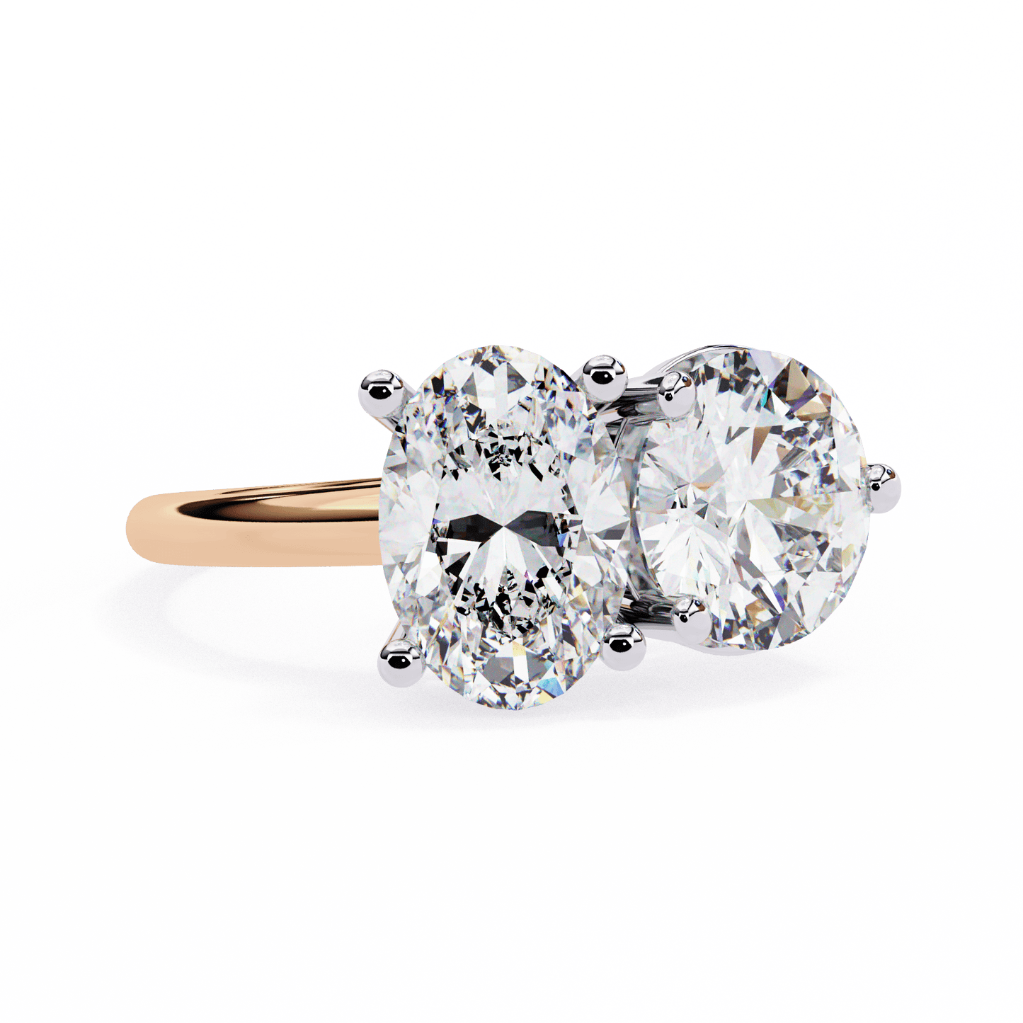 toi et moi 2.00 carat oval & round cut diamond engagement ring – two stone bridal jewelry