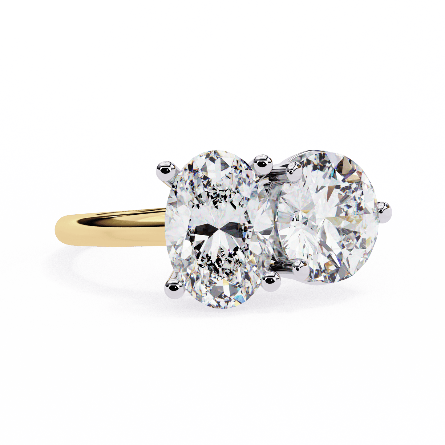 toi et moi 2.00 carat oval & round cut diamond engagement ring – two stone bridal jewelry