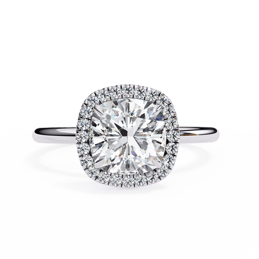 1.24 Carat Cushion Cut Halo Diamond Engagement Ring – Elegant Bridal Jewelry