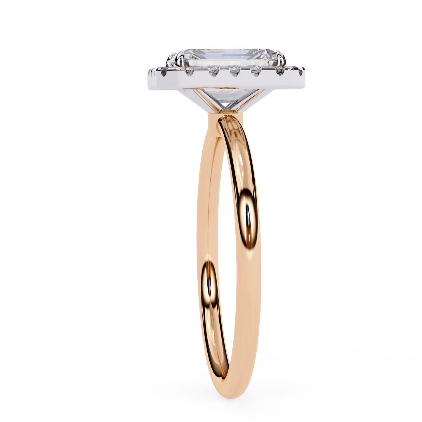 1.20 carat radiant cut halo diamond engagement ring with round side stones โ elegant bridal jewelry