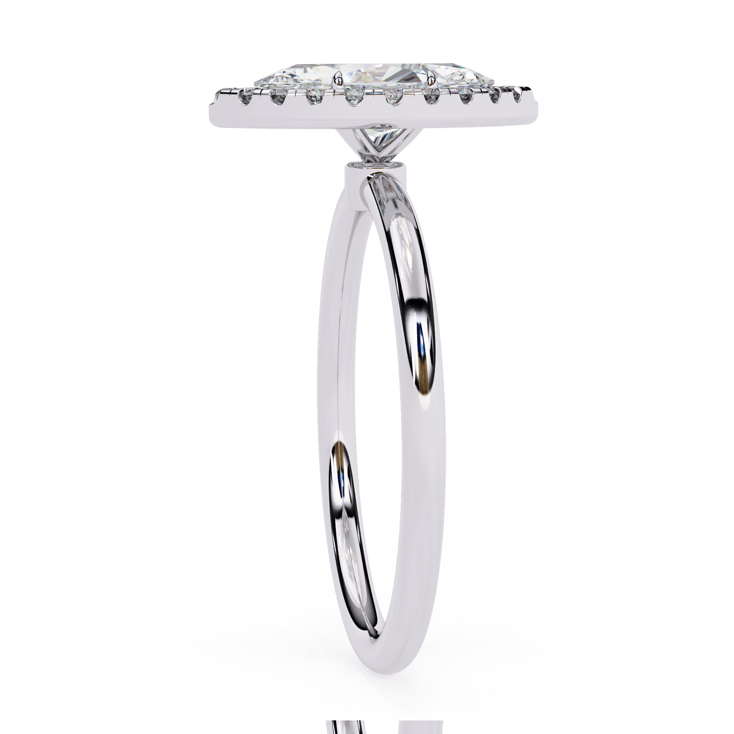 1.20 carat marquise cut halo diamond engagement ring with round side stones โ elegant bridal jewelry
