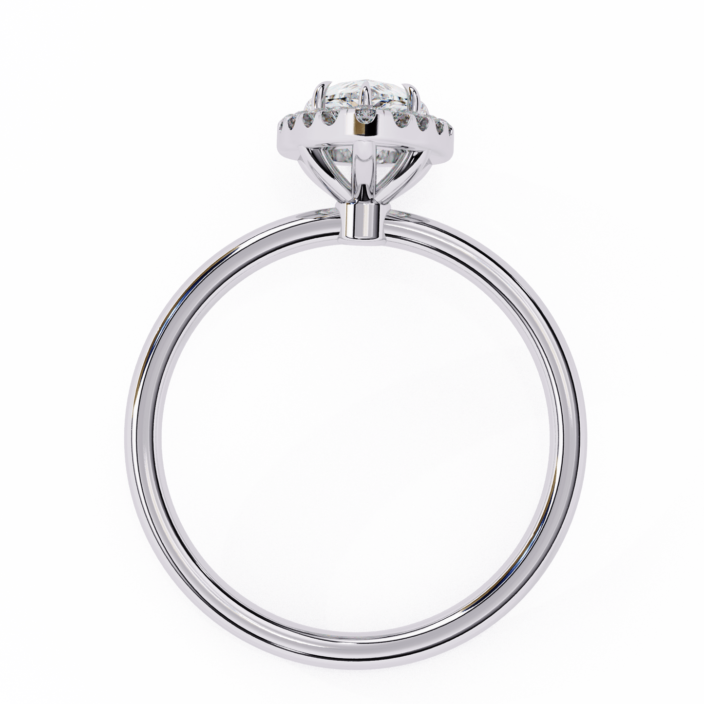 1.18 carat pear cut halo diamond engagement ring with round side stones – elegant bridal jewelry