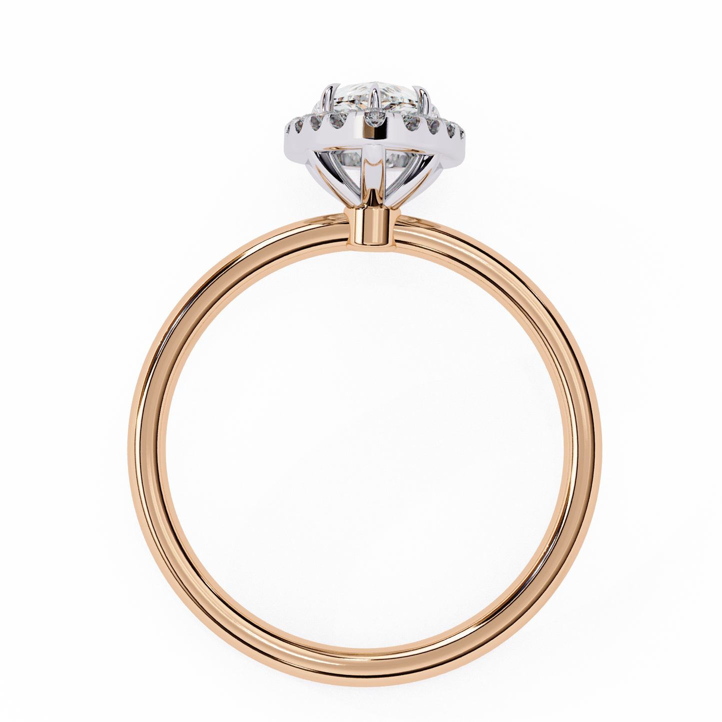 1.18 carat pear cut halo diamond engagement ring with round side stones – elegant bridal jewelry