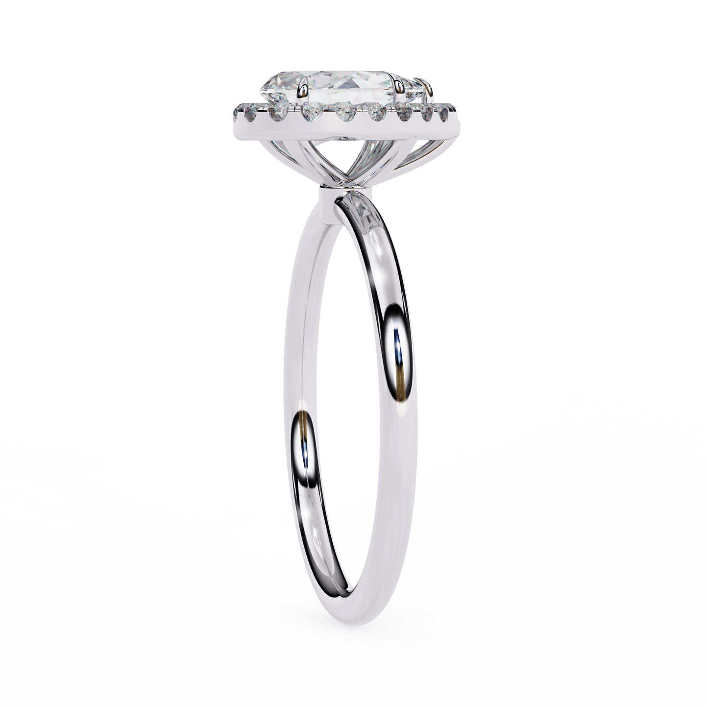 1.18 carat pear cut halo diamond engagement ring with round side stones – elegant bridal jewelry