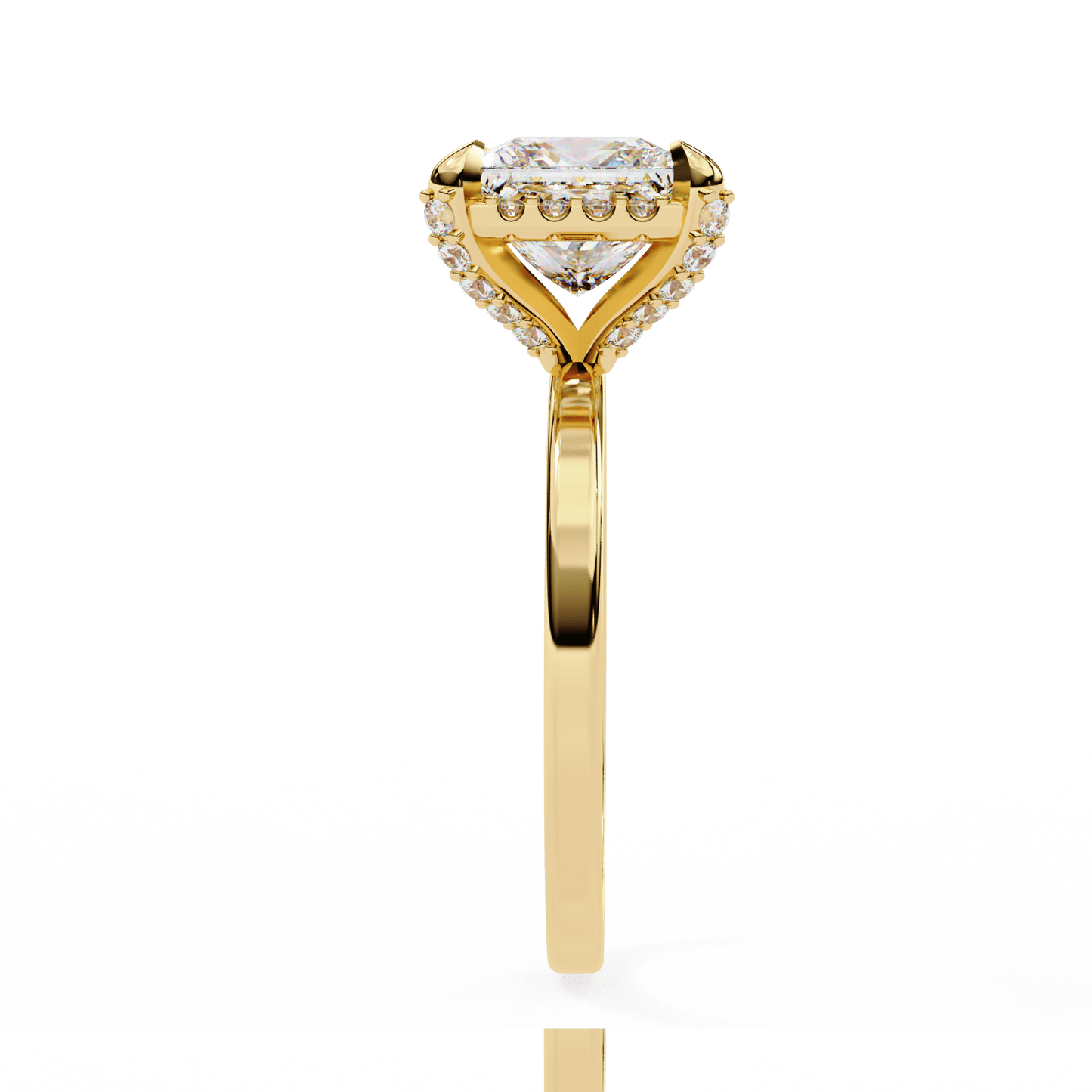 2.36 carat princess cut hidden halo engagement ring with round side stones – luxury diamond jewelry