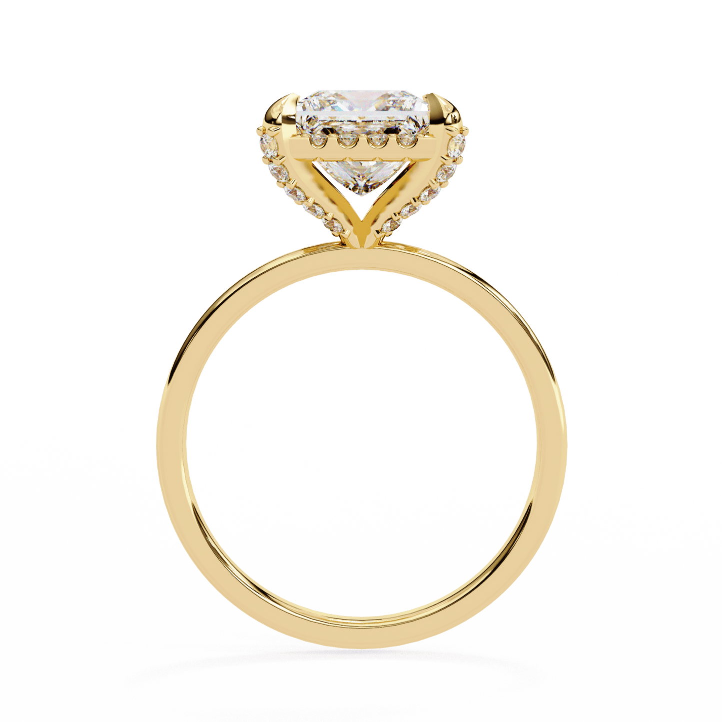 2.36 carat princess cut hidden halo engagement ring with round side stones – luxury diamond jewelry