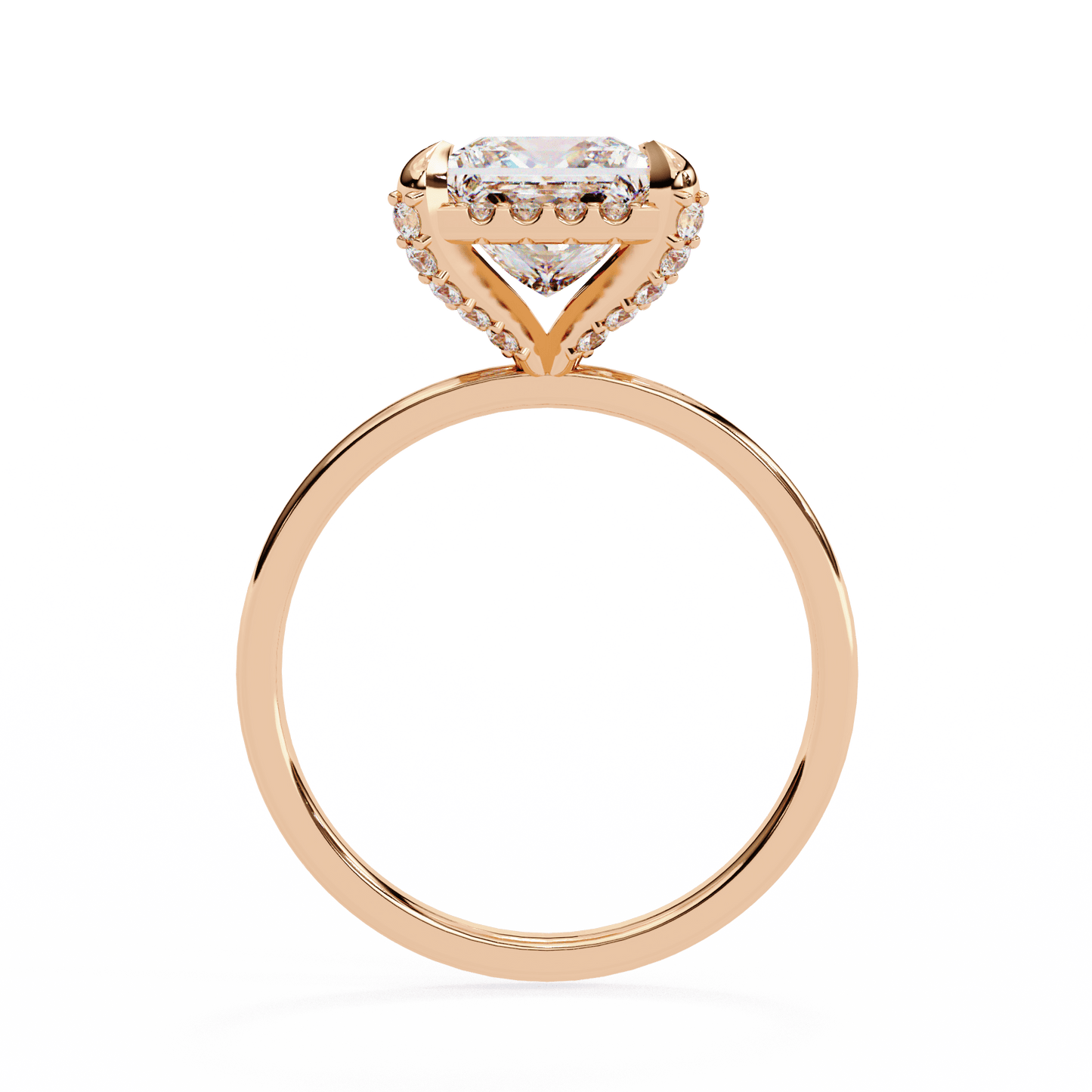 2.36 carat princess cut hidden halo engagement ring with round side stones – luxury diamond jewelry