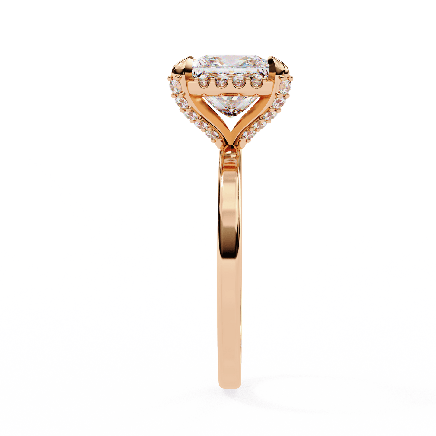 2.36 carat princess cut hidden halo engagement ring with round side stones – luxury diamond jewelry