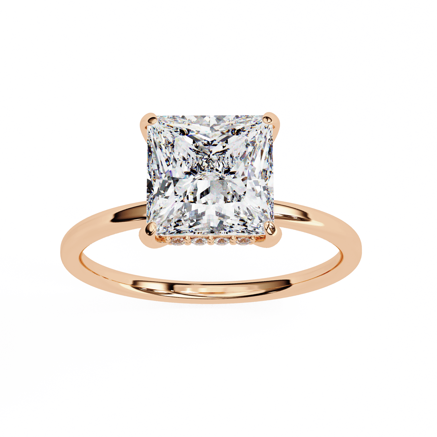 2.16 carat princess cut hidden halo diamond engagement ring โ elegant bridal jewelry