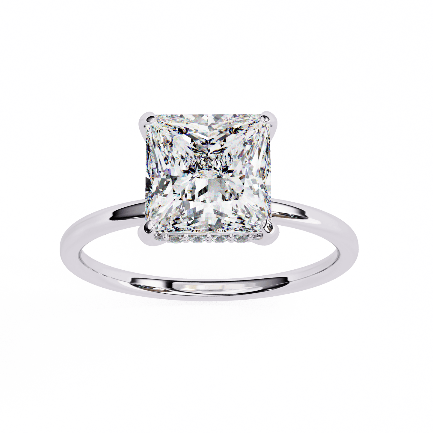 2.16 carat princess cut hidden halo diamond engagement ring โ elegant bridal jewelry