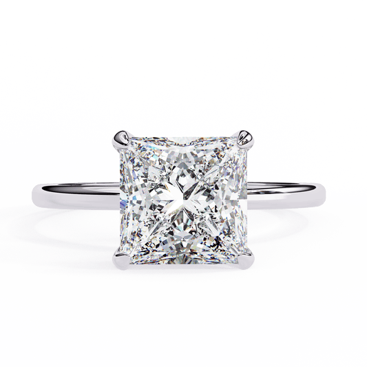 2.16 Carat Princess Cut Hidden Halo Diamond Engagement Ring – Elegant Bridal Jewelry