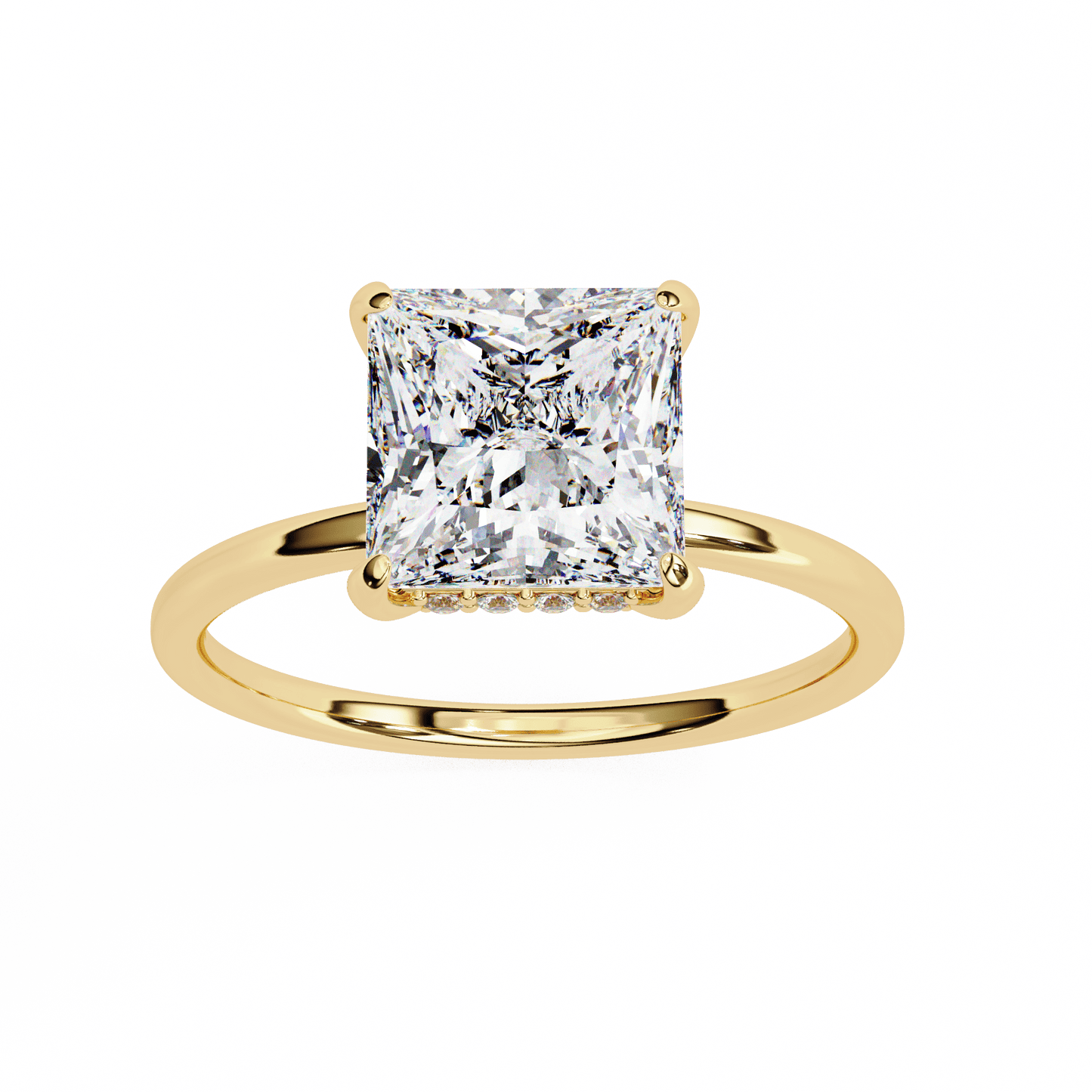 2.16 carat princess cut hidden halo diamond engagement ring โ elegant bridal jewelry