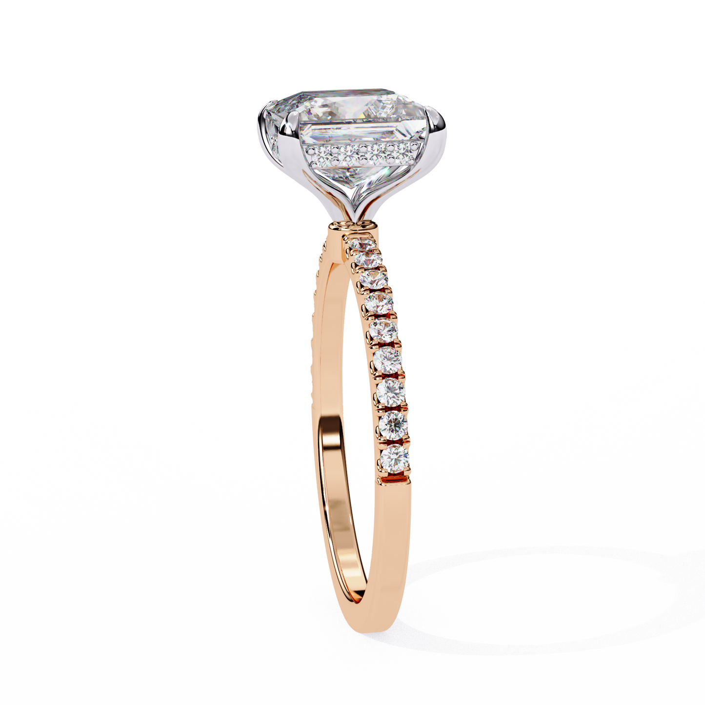 2.34 carat princess cut hidden halo diamond engagement ring with round side stones- luxury diamond jewelry
