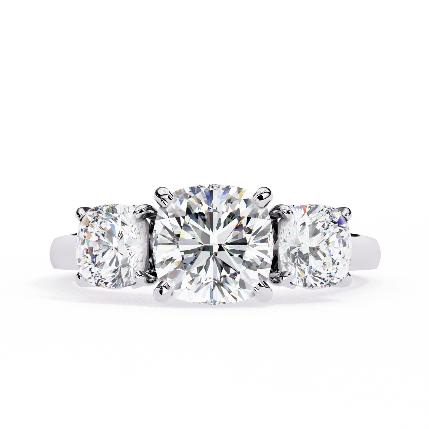 three stone 2 carat cushion cut diamond engagement ring for women – elegant bridal jewelry