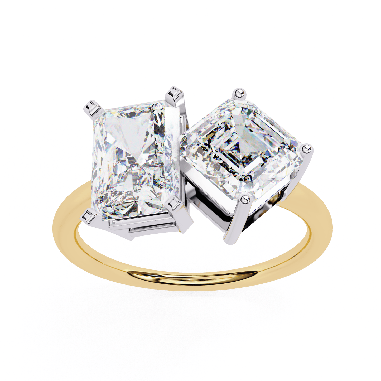 toi et moi 2.00 carat radiant & asscher cut diamond engagement ring – two stone bridal jewelry