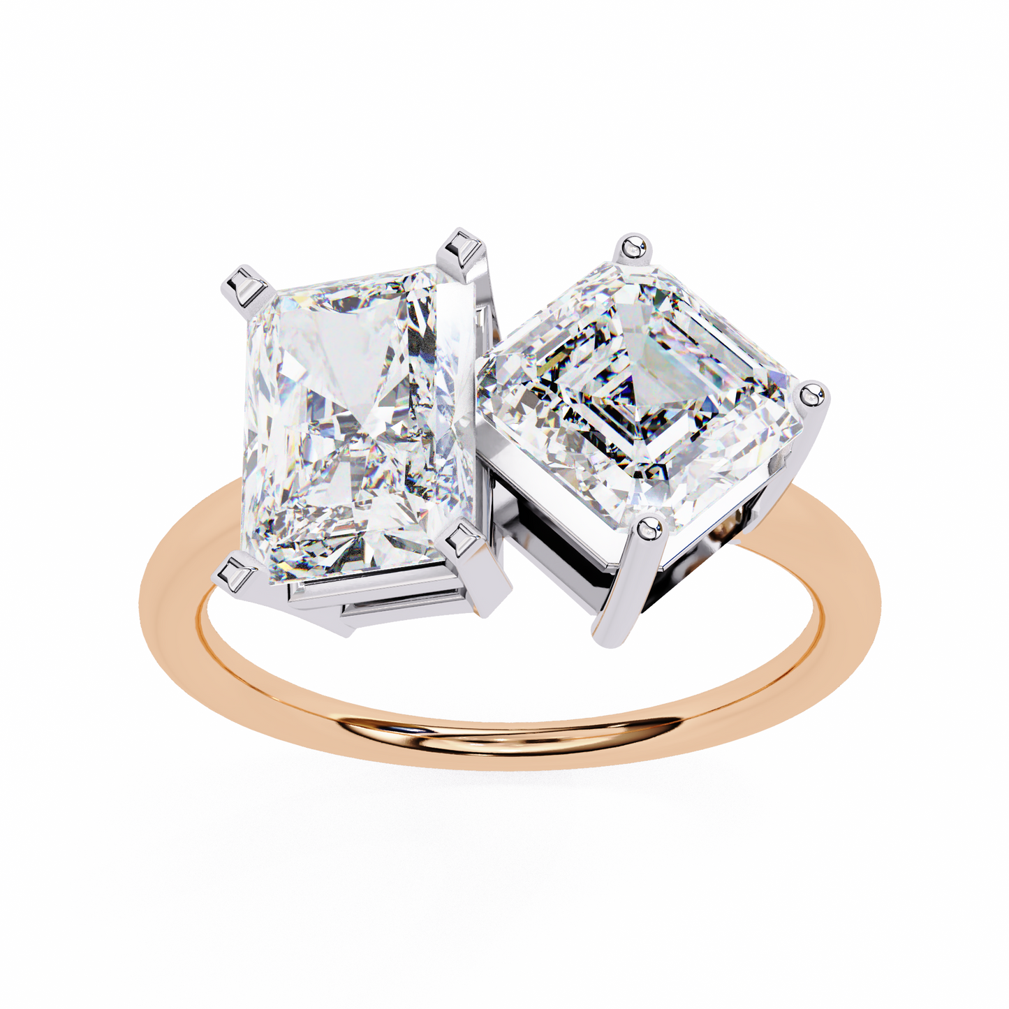 toi et moi 2.00 carat radiant & asscher cut diamond engagement ring – two stone bridal jewelry