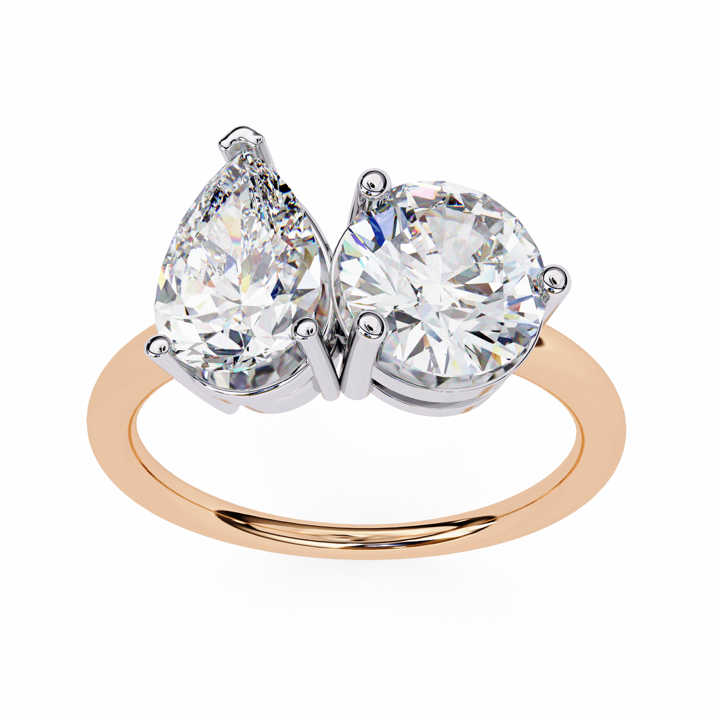toi et moi 2.00 carat pear & round cut diamond engagement ring โ two stone bridal jewelry