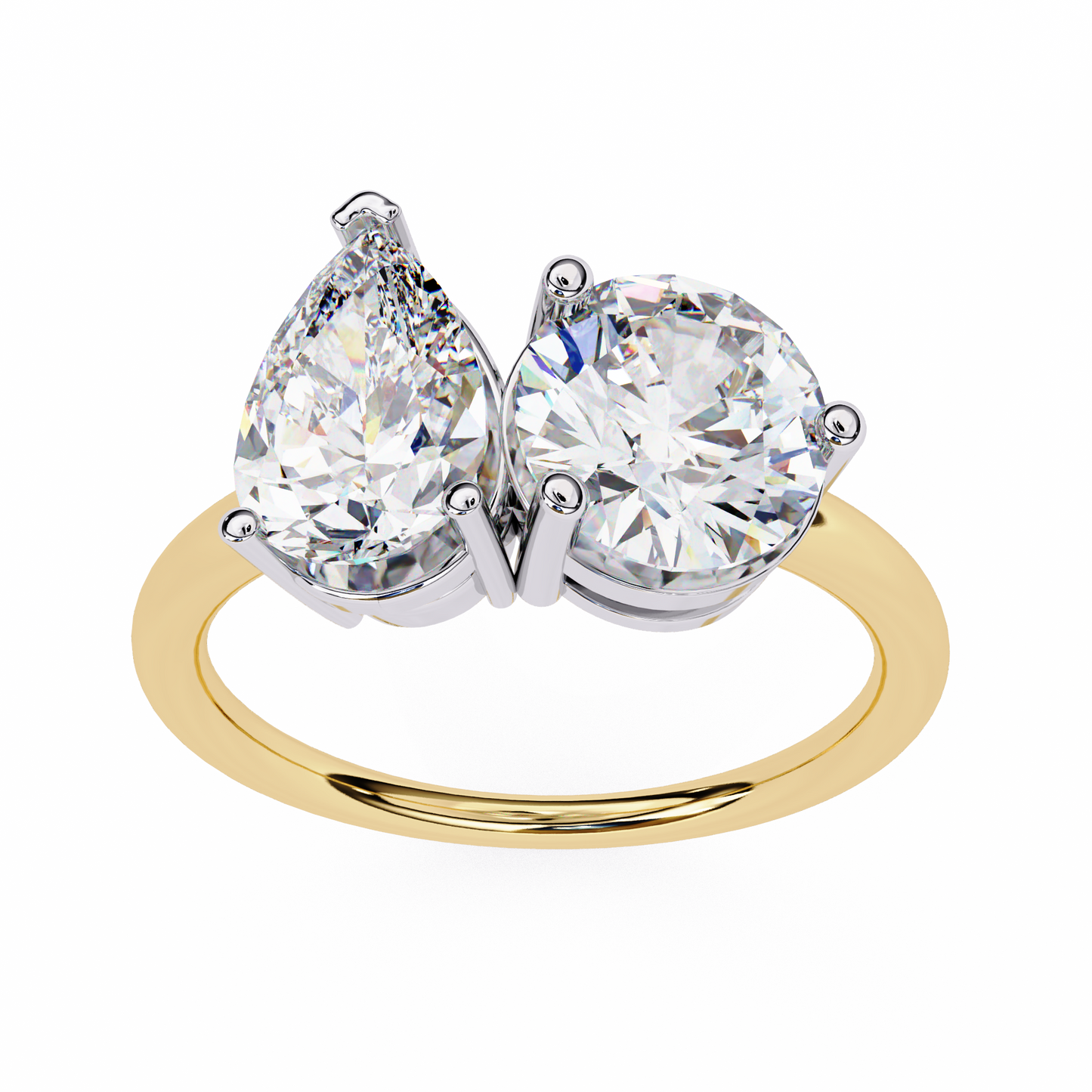 toi et moi 2.00 carat pear & round cut diamond engagement ring โ two stone bridal jewelry