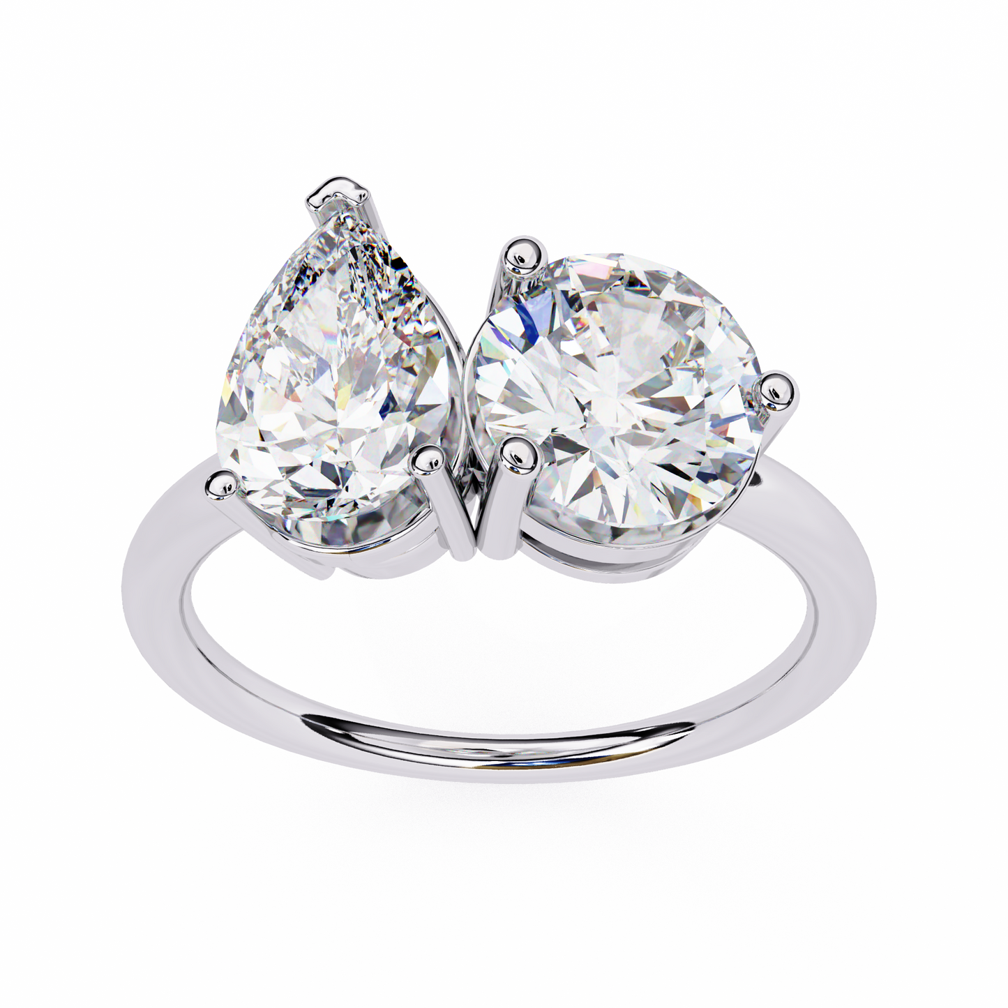 toi et moi 2.00 carat pear & round cut diamond engagement ring โ two stone bridal jewelry