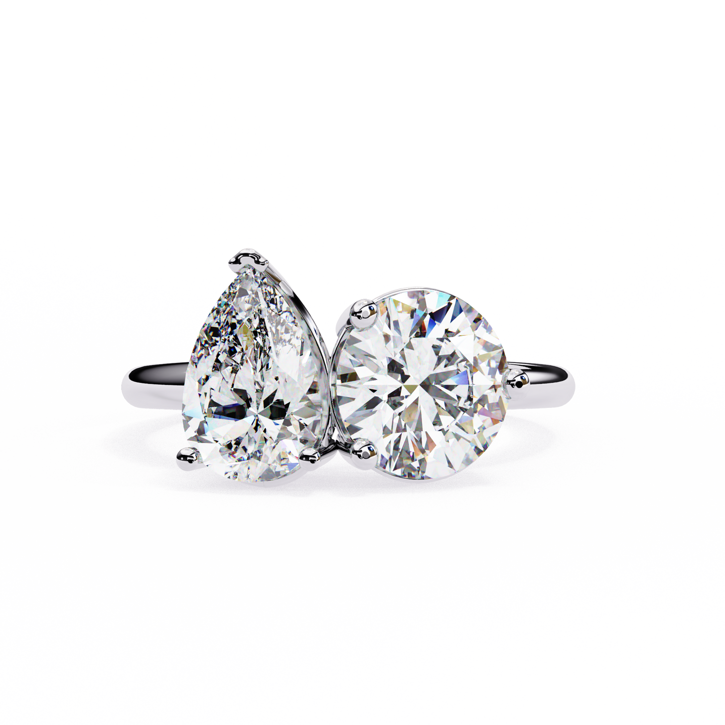 toi et moi 2.00 carat pear & round cut diamond engagement ring โ two stone bridal jewelry