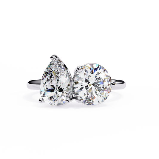 Toi et Moi 2.00 Carat Pear & Round Cut Diamond Engagement Ring – Two Stone Bridal Jewelry
