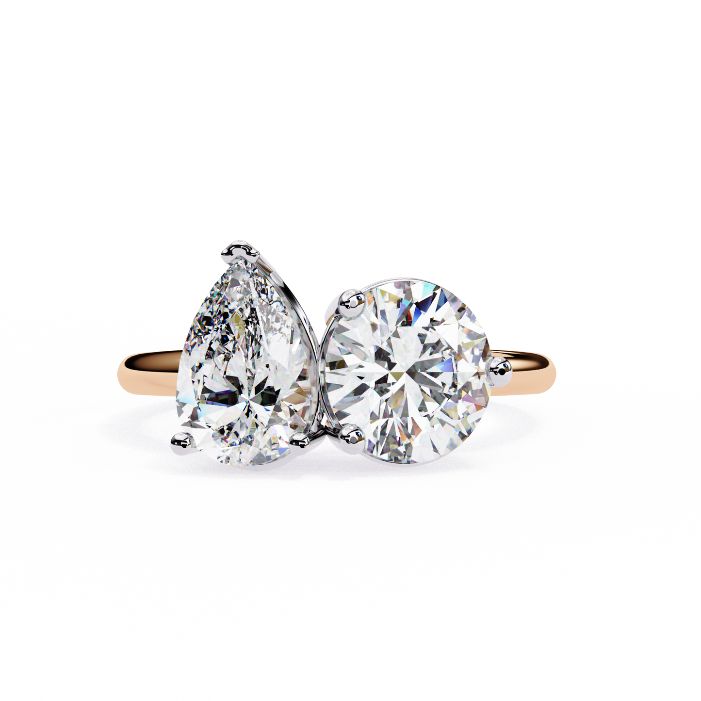 toi et moi 2.00 carat pear & round cut diamond engagement ring โ two stone bridal jewelry