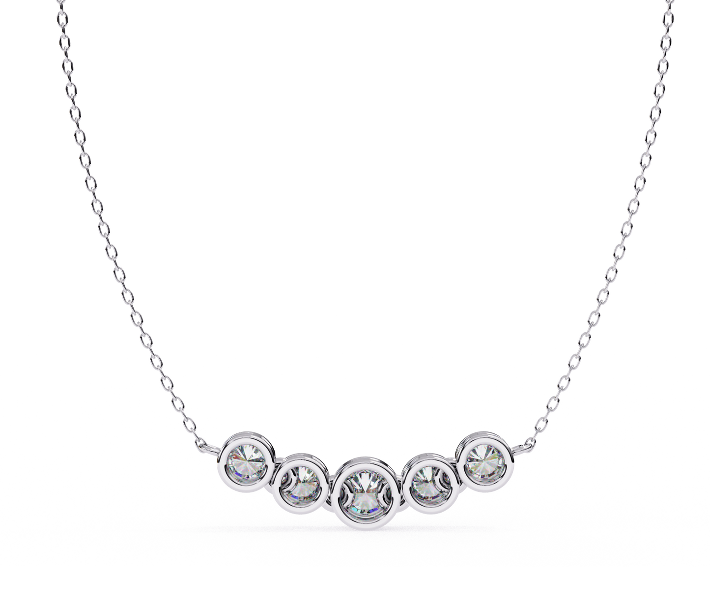 five-stone bezel set diamond pendant necklace – everyday luxury jewelry