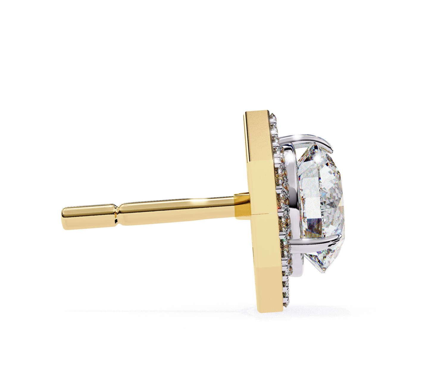 2.10 carat round cut halo diamond stud earrings with hexa frame - everyday fine jewelry