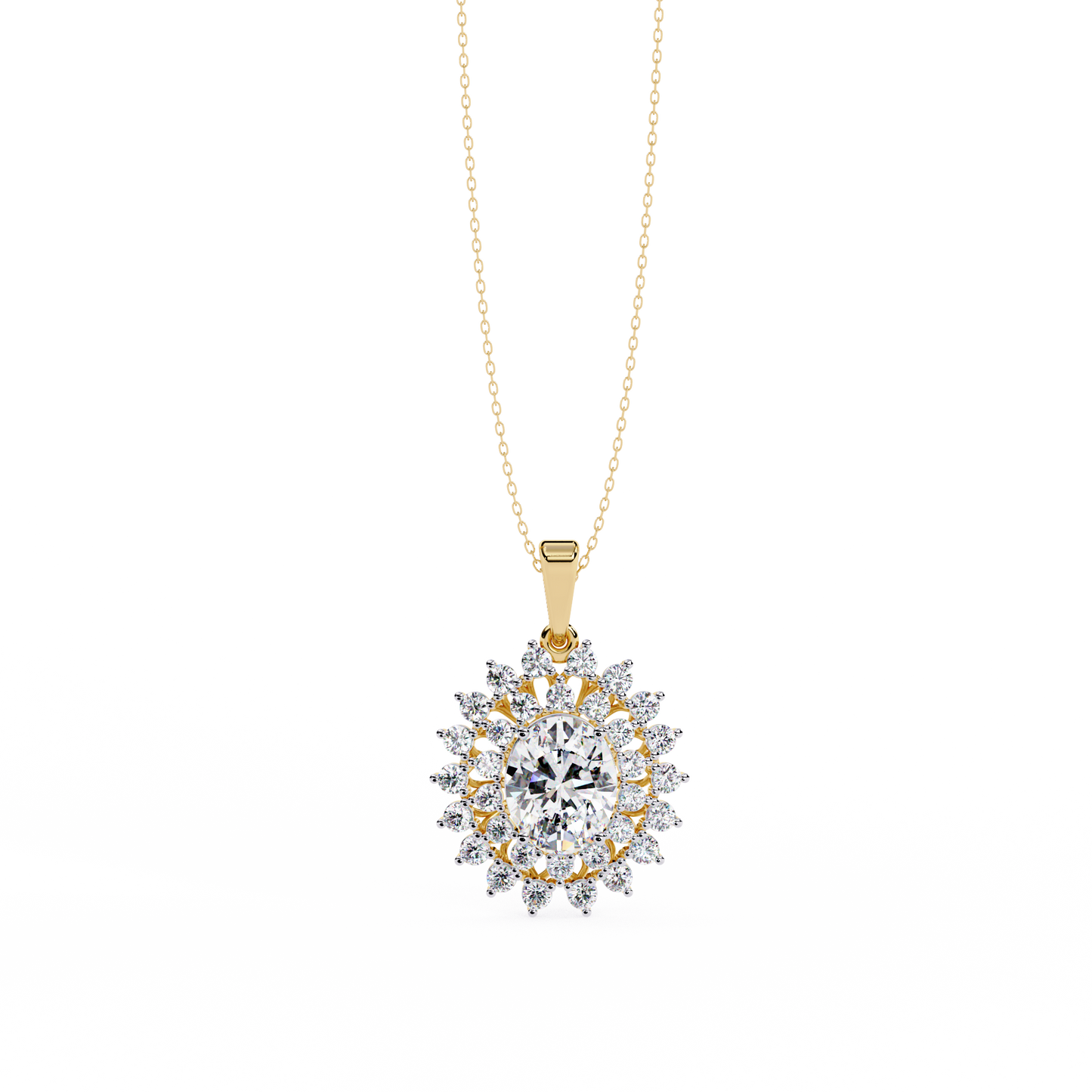 lgd pendant oval stone (3.41ct ) in 14k gold without chain