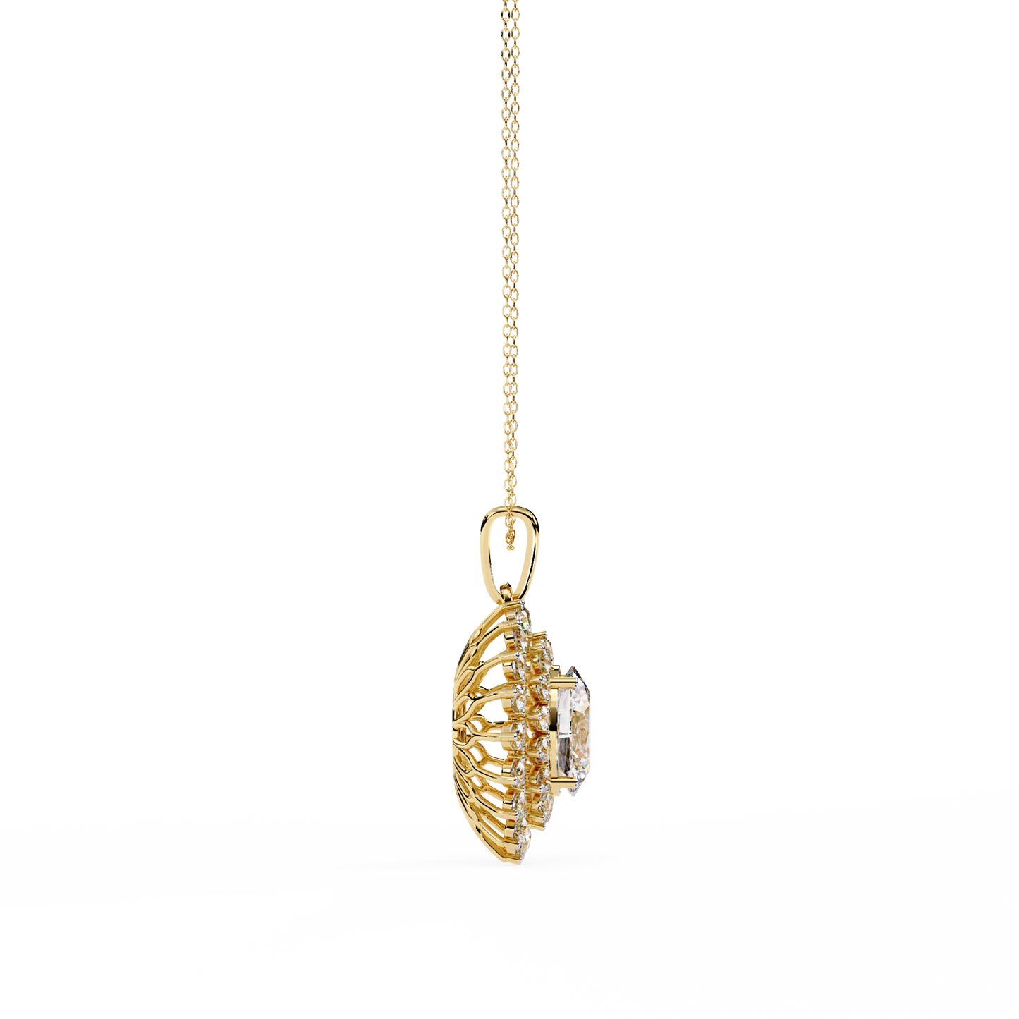 lgd pendant oval stone (3.41ct ) in 14k gold without chain