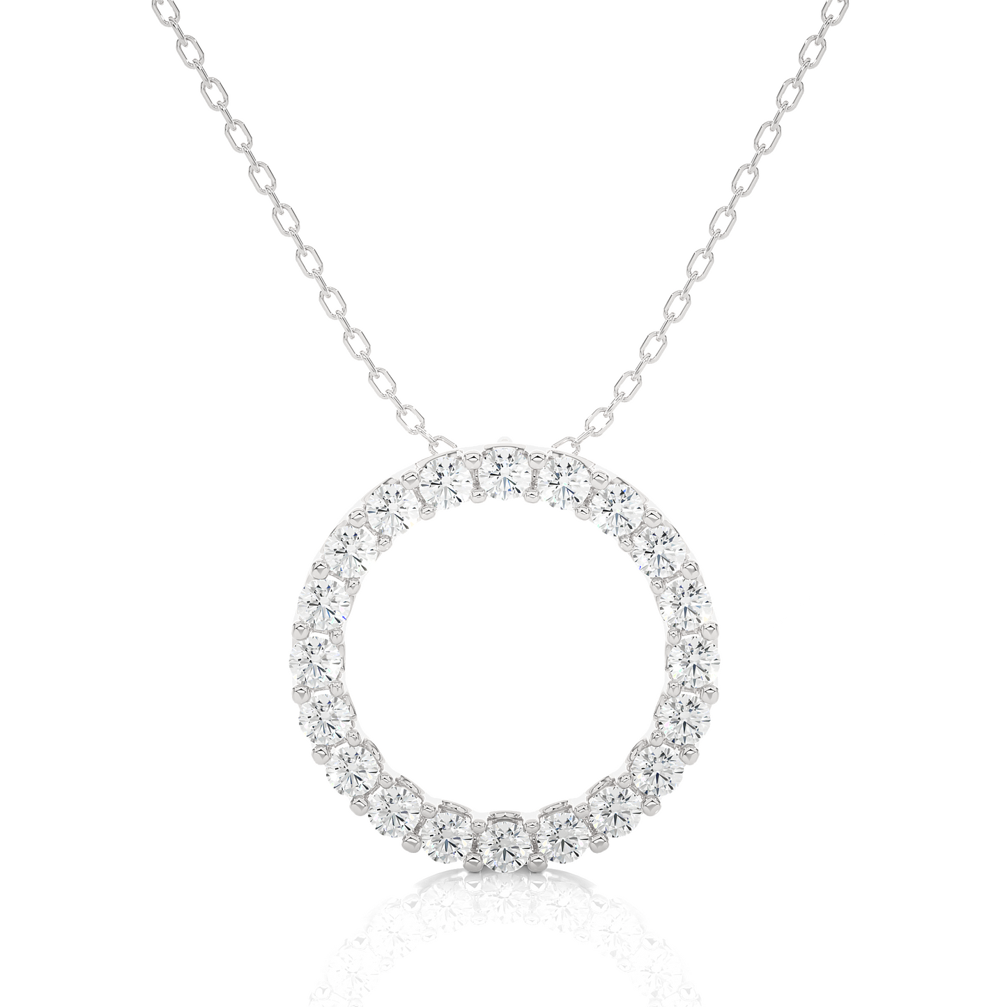 1.80 carat round cut diamond circle pendant necklace – eternity halo jewelry for women