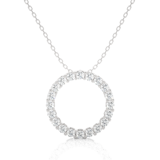 1.80 Carat Round Cut Diamond Circle Pendant Necklace – Eternity Halo Jewelry for Women