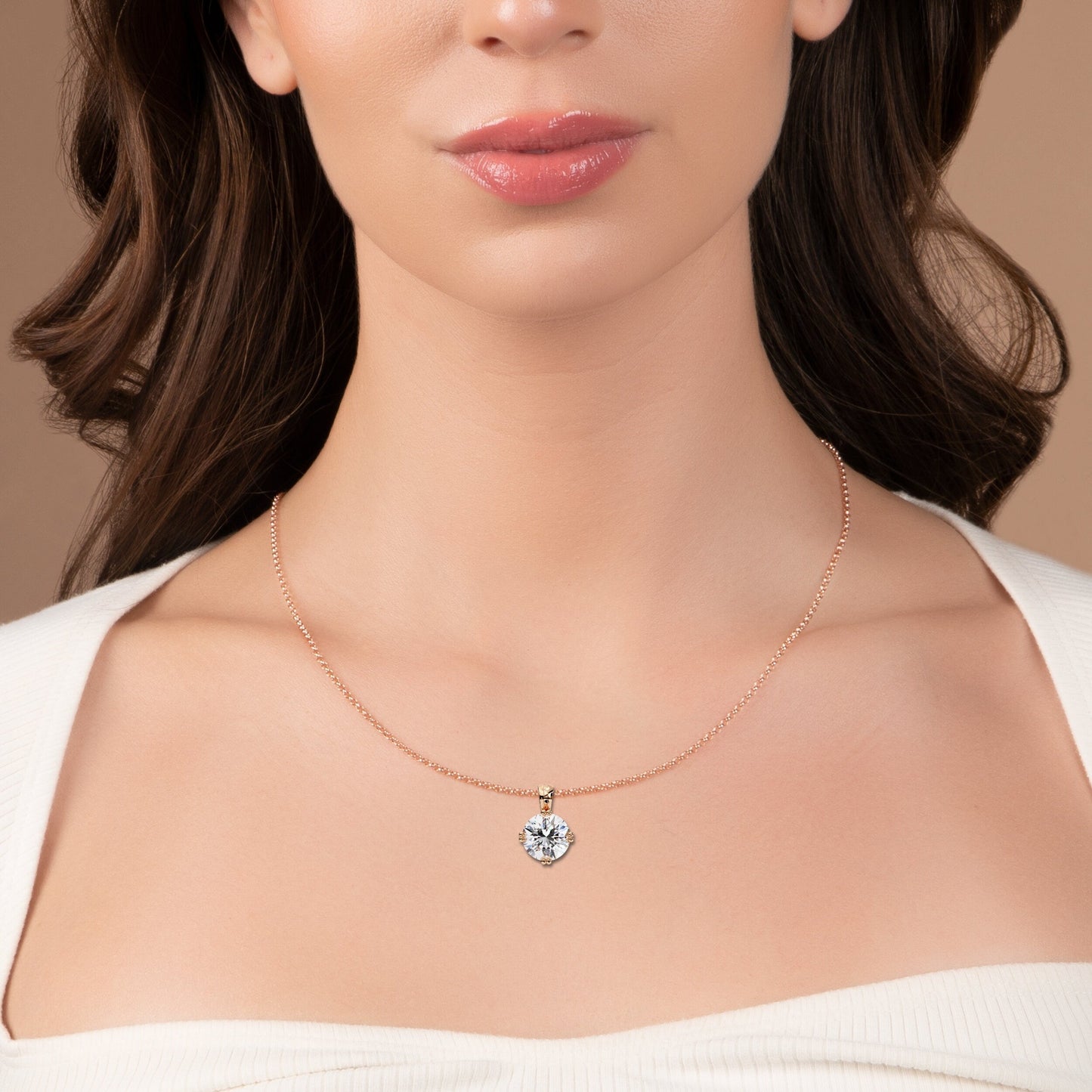 lgd solitaire pendant round stone (1.98ct) in 14k gold without chain