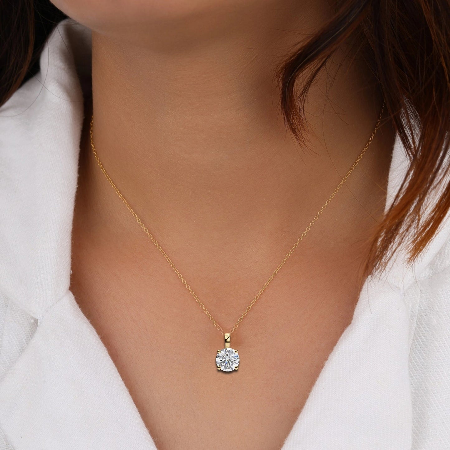 lgd pendant round stone (0.80ct) in 14k gold without chain