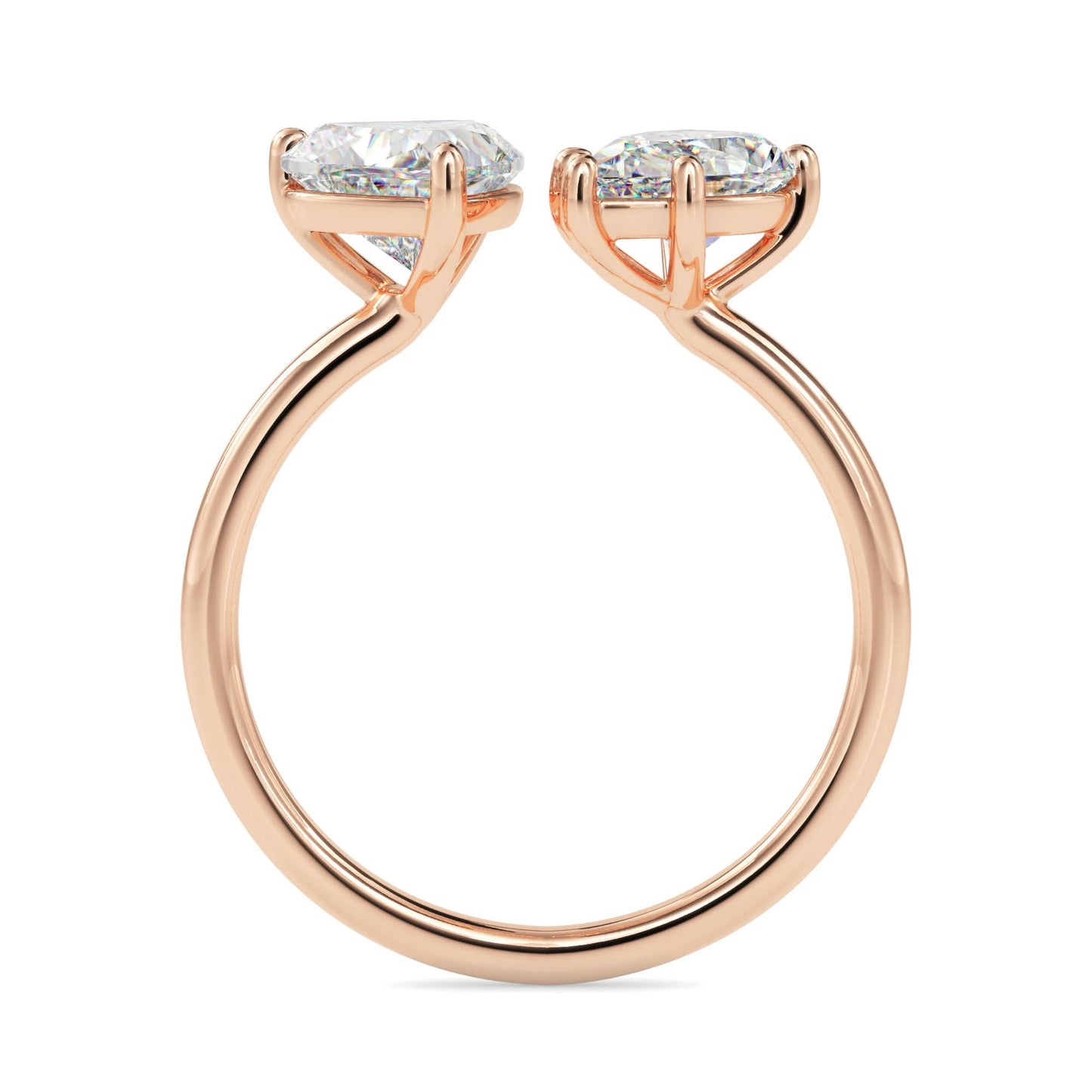 toi et moi 2 carat heart & pear cut diamond engagement ring for women – two stone bridal jewelry