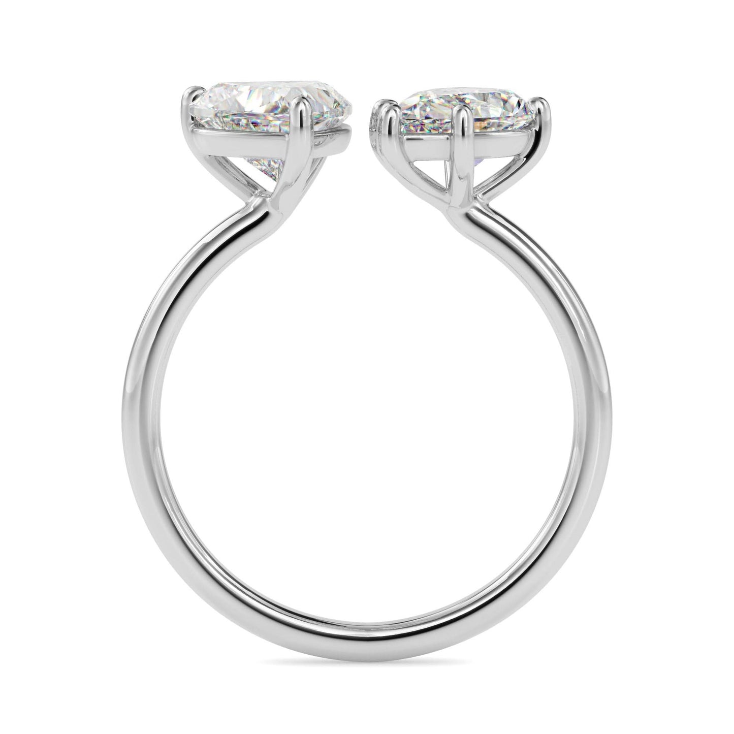 toi et moi 2 carat heart & pear cut diamond engagement ring for women – two stone bridal jewelry
