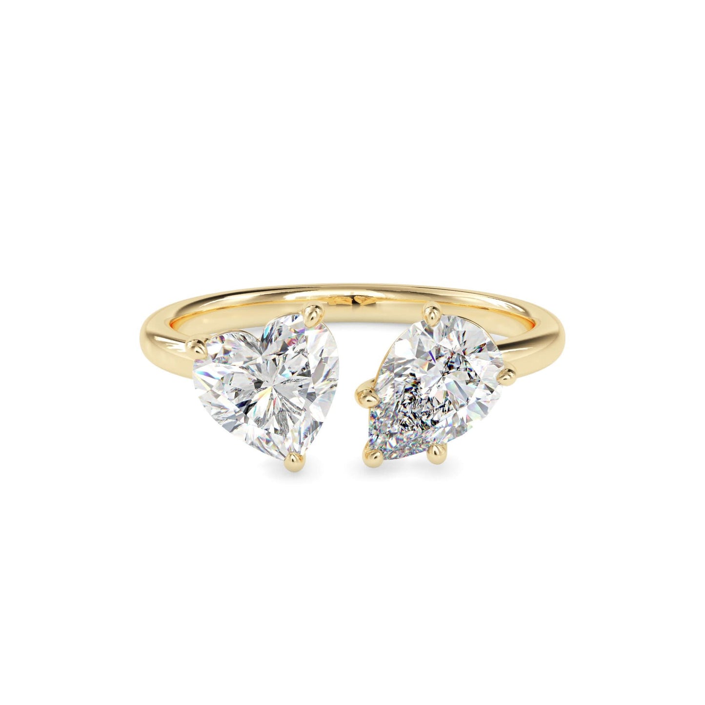 toi et moi 2 carat heart & pear cut diamond engagement ring for women – two stone bridal jewelry